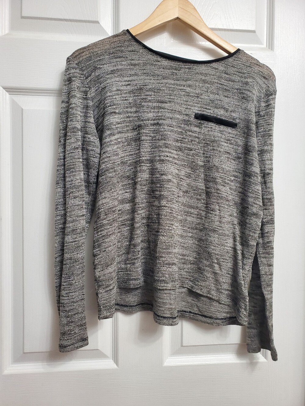 Seduction Gray Long Sleeve Shirt with Black Trim - SIZE M